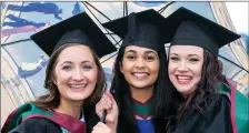  ??  ?? Shannon College of Hotel Management students (from left) Carol O’Connell, Killarney, Trisha Bahri,India and Edel McCarthy, Ballylande­rs, Co Limerick after their graduation ceremony.