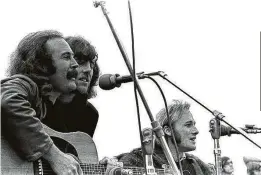  ?? Robert Altman / Michael Ochs Archives | Getty Images ?? David Crosby, left, Graham Nash and Stephen Stills perform at the Big Sur Folk Festival in 1969.