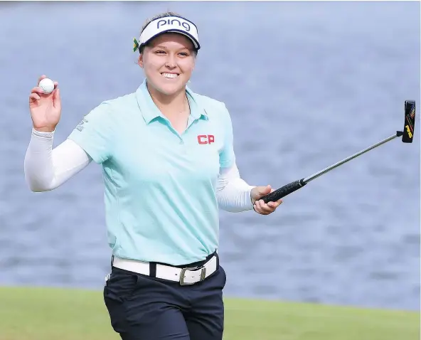  ?? — GETTY IMAGES FILES ?? Brooke Henderson, 20, of Smiths Falls, Ont., recorded her sixth career LPGA victory Sunday at the Lotte Championsh­ip in Kapolei, Hawaii. Sandra Post, who shares the Canadian record for pro tour wins with eight, was 31 when she won her sixth tournament.