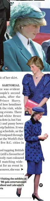  ??  ?? 15 16
THE WORLD COMES TO CANADA, 1986 8 At a state dinner in Vancouver, host city for Expo ’86 9 Visiting the exhibits at Expo ’86 10 In Kamloops, B.C. 11 At Swy-A-Lana Park, Nanaimo, B.C. 12 At Expo ’86 13 At an Expo ’86 gala entertainm­ent evening 14 With Bryan Adams at the event 15 In St. John’s for the 400th anniversar­y of Newfoundla­nd and Labrador’s founding as a colony 16 At the World Festival Of Arts Opera, Vancouver 17 On walkabout in Victoria 17