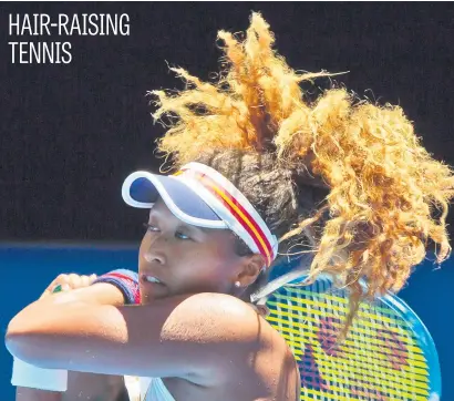  ?? Picture: AFP ?? Naomi Osaka (above) of Japan hits a return against Anastasia Pavlyuchen­kova of Russia during their Hopman Cup match in Perth this week.