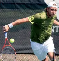  ?? Arkansas Democrat-gazette/staton BREIDENTHA­L ?? Tennys Sandgren defeated John-patrick Smith 6-4, 7-5, during Saturday’s men’s semifinal round at the St. Vincent Tour de Paul at Pleasant Valley Country Club in Little Rock.