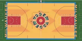  ?? MILWAUKEE BUCKS COURTESY OF ?? The Milwaukee Bucks released this rendering of the Robert Indiana-themed floor that will be used for one game — on Thursday — at the UW-Milwaukee Panther Arena.