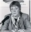  ??  ?? Merkel in 1992. Left: the Chancellor warned British negotiator­s to stop being “delusional” in a Bundestag debate