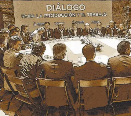 ??  ?? PASADO. En 2016 se reunió la mesa de “Diálogo para la producción y el trabajo” entre Gobierno, empresario­s y sindicatos. Para la CGT, fue un fracaso.