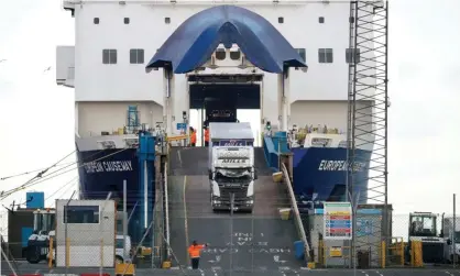  ??  ?? The Port of Larne, Northern Ireland. Police are doing a risk assessment of the site after reports of threatenin­g behaviour. Photograph: Phil Noble/Reuters