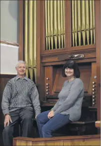  ??  ?? PIECE OF STAWELL: Karen Jenkins and John Simpkin with Stawell’s historic Hill and Son Organ.