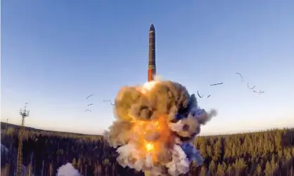  ?? Photograph: AP ?? Russia testing an interconti­nental ballistic missile.