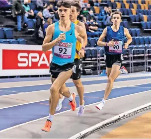  ?? ?? Catch me if you can Jack Patton broke the Scottish National Indoor Under- 20 1500m record at the Emirates (Picture courtesy of Bobby Gavin/Scottish Athletics)