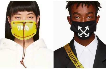  ?? — heron Preston & Off-White ?? Streetwear masks, along with heavy boots and multi-pocket coats, are part of an apocalypti­c look that began to emerge before Covid-19.