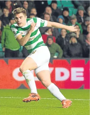  ?? Picture: SNS. ?? James Forrest scores his second to make it 5-1 Celtic.