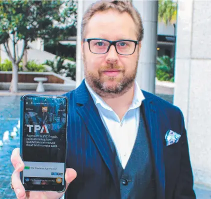  ??  ?? Founder Benjamin Banks in Brisbane showcasing his The Payment App.