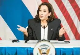  ?? HAIYUN JIANG/POOL PHOTO ?? Vice President Kamala Harris at a forum with civil society members on climate and clean energy Sunday at the U.S. Chief of Missions Residence in Bangkok.