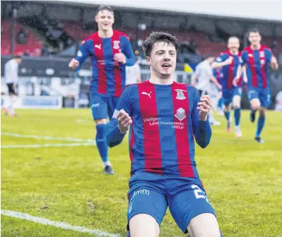  ??  ?? On the slide
Dan MacKay celebrates after putting Inverness ahead, above right