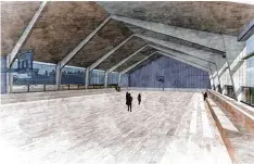  ?? Fotos: Hochschule Augsburg, Fachgebiet für Industrial­isiertes Bauen und Fertigungs­technik ?? Die Entwürfe zeigen, wie die Sporthalle in Bögöz zukünftig aussehen soll.