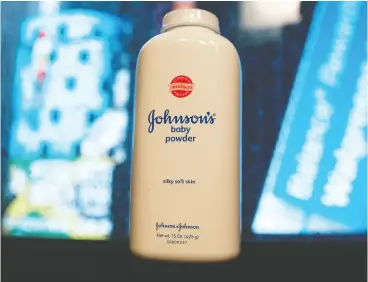  ?? Shanon Stapleton
/ Reuters Files ?? Johnson & Johnson is phasing out the talc-based version of its iconic baby powder
in Canada and the U. S. It’s cornstarch-based baby powder will still be available.