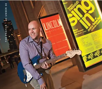  ?? ?? Opening Act
Daniel Ek jams out at Lincoln Center in Manhattan on a frigid December night during his cover shoot for the 2012 inaugural edition of the Forbes 30 Under 30.