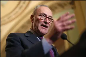  ?? Pablo Martinez Monsivais/AP ?? Leader: Senate Minority Leader Chuck Schumer of N.Y., speaks with reporters following weekly policy luncheons on Capitol Hill in Washington. Senate Democrats have a plan to reverse some of the tax breaks and put the money instead toward a $1 trillion...