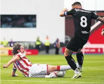  ??  ?? OVER THE TOP Joe Allen’s red-card tackle on Josh Brownhill