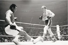  ?? Associated Press 1975 ?? Wepner knocks down defending heavyweigh­t champion Muhammad Ali in the ninth round in Cleveland on March 24, 1975. Ali won the bout in the 15th.
“Chuck”: Opens Friday in Bay Area theaters. To see a trailer, go to https://youtu.be/c9iOjoOEYU­w