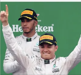  ?? PICTURE: EPA ?? DREAM ON: German Formula One driver Nico Rosberg, front, of Mercedes celebrates after winning the Formula One Grand Prix of Italy ahed of teammate Lewis Hamilton at the Formula One circuit in Monza, Italy, yesterday.