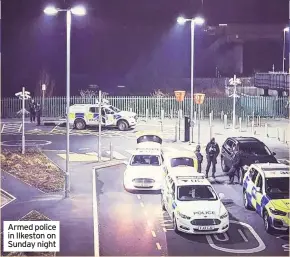  ??  ?? Armed police in Ilkeston on Sunday night