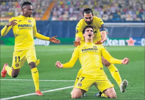  ??  ?? Gerard Moreno logró su sexto gol de la temporada en Europa ante el Dinamo de Zagreb y sentenció tras participar en el otro tanto a Alcácer.