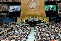  ?? PHOTO: REUTERS ?? US President Donald Trump addresses the 72nd United Nations General Assembly at UN headquarte­rs in New York yesterday.