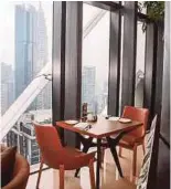  ??  ?? Located on the 39th floor, Element Kuala Lumpur's Trace offers a sumptuos dining experience with a view of Kuala Lumpur's city skyline