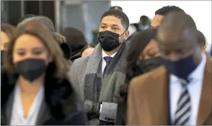  ?? CHARLES REX ARBOGAST — THE ASSOCIATED PRESS ?? Actor Jussie Smollett arrives at the Leighton Criminal Courthouse on Wednesday, day seven of his trial in Chicago. The jury was expected to begin deliberati­ons Wednesday.