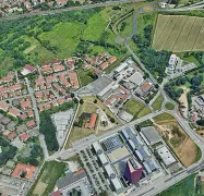  ??  ?? La futura areaA Padova Est, vicino a Ikea e Net Center, dove sorgerà il nuovo ospedale di Padova: i terreni sono stati appena ceduti
