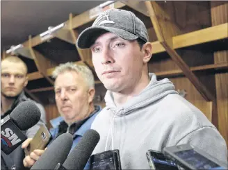  ?? CP PHOTO ?? Ottawa Senators centre Matt Duchene speaks to reporters during the team’s season wrap up earlier this year in Ottawa.