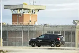  ?? KYLE GREEN / AP ?? A vehicle patrols the Idaho State prison complex near Kuna, Idaho, on Wednesday. Idaho halted the execution of serial killer Thomas Eugene Creech on Wednesday after medics failed to find a vein for an IV line to carry out the lethal injection.