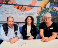  ?? ?? Above from left: Glo  al Seafood Alliance COO   rian Perkins, Rural Affairs Secretary Mairi Gougeon and Seafood Scotland CEO Donna Fordyce