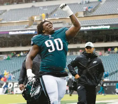  ?? RICH SCHULTZ/AP ?? Defensive tackle Jordan Davis is one of the few rookies seeing playing time for the Eagles so far.