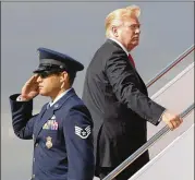  ?? THE NEW YORK TIMES ?? President Donald Trump boards Air Force One Saturday at Joint Base Andrews in Maryland. Trump was bound for a rally in the suburbs north of Detroit.