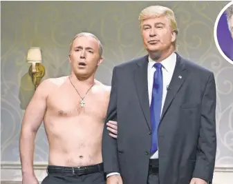  ?? DANA EDELSON, NBC ?? Alec Baldwin, right, as President Trump and Beck Bennett as Russia’s President Vladimir Putin on Saturday Night Live. Baldwin says he doesn’t think he’ll be doing the character much longer.