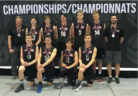  ?? HANDOUT PHOTO ?? Kodiaks Red, a 16-and-under boys team, won the silver medal at the Volleyball Canada National West championsh­ips in Calgary on the weekend.