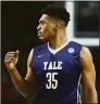  ?? Jim Rogash / Getty Images ?? Brandon Sherrod, the Bridgeport product who starred for Yale for four seasons before graduating in 2016 and beginning a career overseas, said he is 100 percent in favor of Ivy League schools giving out athletic scholarshi­ps.