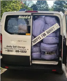  ?? SUBMITTED PHOTO ?? Jessica and Tom Flatley of Amity Township delivered a van full of Boppy Newborn Loungers to the Children’s Hospital of Philadelph­ia.