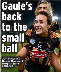  ?? ?? joy : Kilkenny’s Denise Gaule and Meighan Farrell celebrate