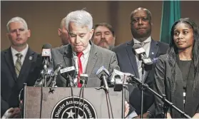  ?? MARK WEBER/DAILY MEMPHIAN VIA AP ?? Shelby County District Attorney Steve Mulroy answers questions during a press conference on Thursday after five fired Memphis police officers were charged in the murder of Black motorist Tyre Nichols.