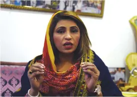  ?? —AFP ?? KARACHI: In this photo, Nusrat Sahar Abbasi, a Member of Parliament in Pakistan’s Sindh province speaks during an interview in Karachi.