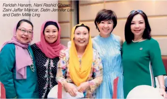  ??  ?? Faridah Hanam, Nani Rashid Ghows, Zaini Jaffar Maricar, Datin Jennifer Lee and Datin Millie Ling