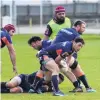  ?? PHOTO: LOGAN SAVORY ?? Halfback Nico Costa clears the ball from a ruck during a Southland training session in Invercargi­ll yesterday.