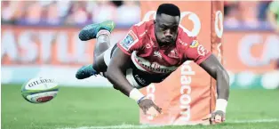  ??  ?? MADOSH Tambwe, the 22-year-old Lions star, knows his way to the tryline. He scored four tries against the Stormers with his hat-trick nailed within 13 minutes.
|
