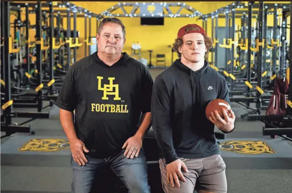  ?? KYLE ROBERTSON/COLUMBUS DISPATCH ?? After leading Upper Arlington to a 14-1 record and a spot in the Division I state semifinal, Justin Buttermore and Carson Gresock are the All-metro coach and offensive player of the year.