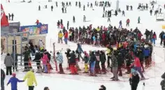  ?? ?? Skiers queue to enter the Lebanese ski resort of Faraya, in Mount Lebanon north of Beirut, on February 23, 2024.