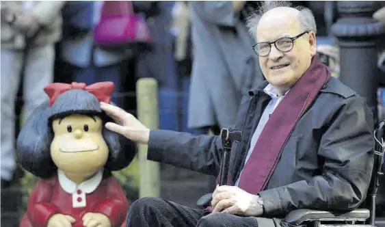  ??  ?? Quino, en la inauguraci­ón de una exposición sobre Mafalda, en septiembre del 2014 en Buenos Aires.