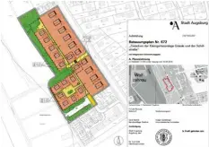  ?? Planzeichn­ung: Stadt Augsburg ?? Der Bebauungsp­lan der Stadt Augsburg zeigt die mögliche Bebauung des Gebiets „Schillstra­ße“.